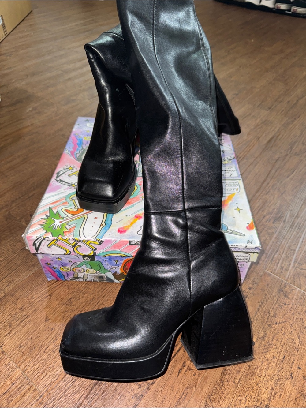 Jeffrey Campbell Dauphin Women's Black Platform Block Heel Boots